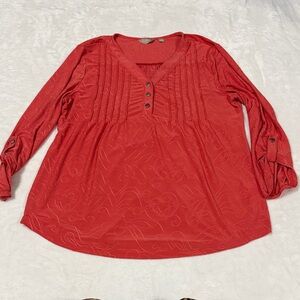 Coral Bay Red Buttoned Blouse